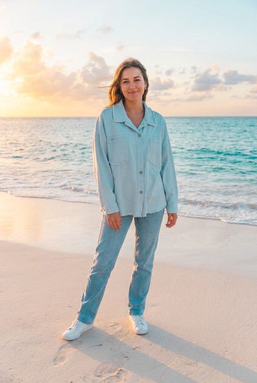 Teddy-Print Jeansjacke – TraumStück Sylt