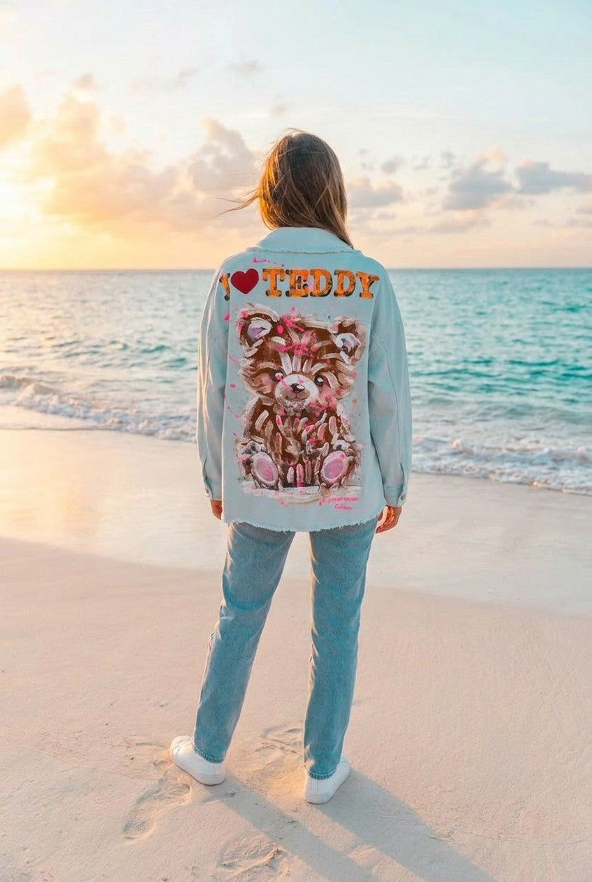 Teddy-Print Jeansjacke – TraumStück Sylt