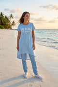 Statement Longshirt – TraumStück Sylt – Blau, Vorderansicht