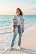Frida-Print Longblazer – TraumStück Sylt – Beige, Vorderansicht