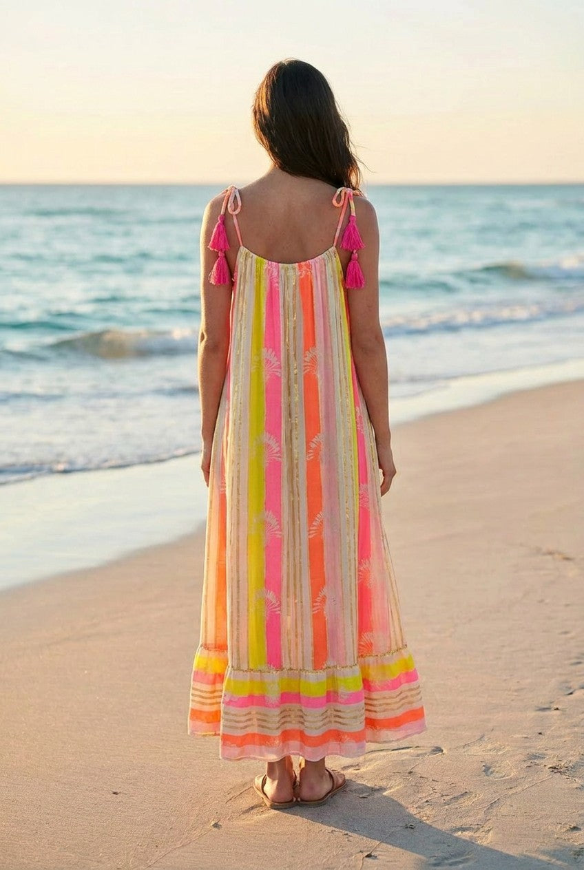 Palmen Maxikleid – TraumStück Sylt – Pink, Rückansicht