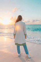 Kunstleder-Jacke Weiß/Rot offen – TraumStück Sylt – Weiß, Rückansicht