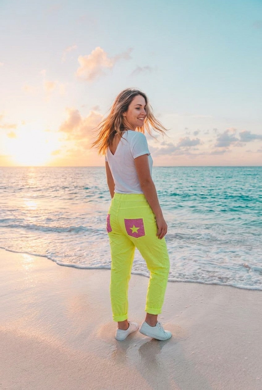 Jogginghose Pailletten-Stern Rosa – TraumStück Sylt – Weiß, Vorderansicht