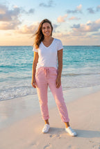 Jogginghose weit mit Pailletten – TraumStück Sylt – Rosa, Vorderansicht