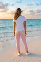 Jogginghose weit mit Pailletten – TraumStück Sylt – Rosa, Rückansicht