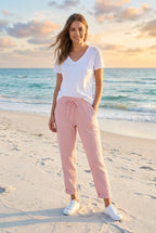 Jogginghose mit Pailletten-Detail – TraumStück Sylt – Rosa, Vorderansicht