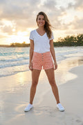 Denim-Shorts Leopard Fransensaum – TraumStück Sylt – Rosa, Vorderansicht