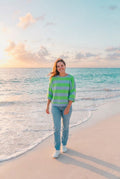 Sweatshirt Wellenstreifen Raglan – TraumStück Sylt – Grün, Vorderansicht