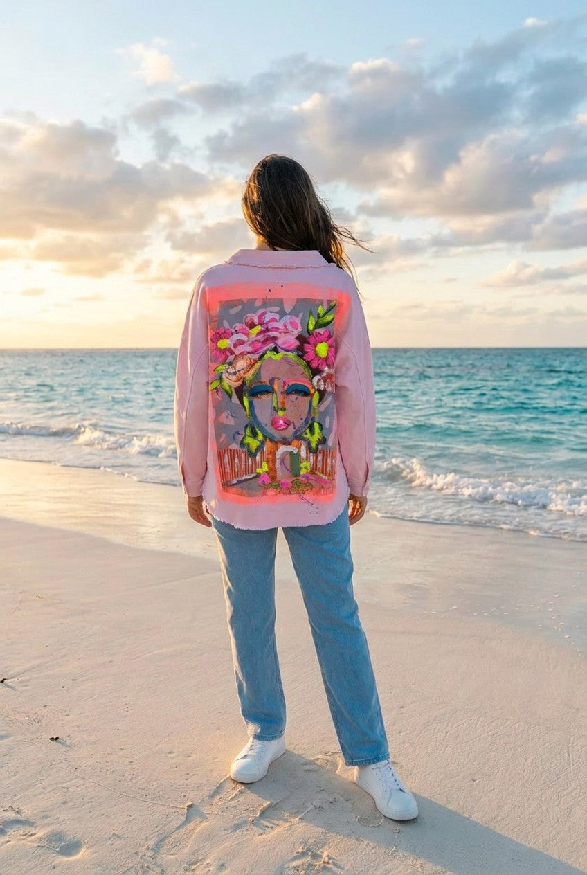 Overshirt mit Graffiti-Print – TraumStück Sylt – Rosa, Rückansicht