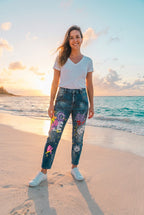 Jeans Graffiti-Print Used-Look – TraumStück Sylt – Blau, Vorderansicht