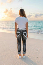 Jeans Schwarz Vintage-Washed – TraumStück Sylt – Schwarz, Rückansicht