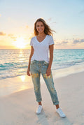 Jeans Hellblau Metallic-Print – TraumStück Sylt – Hellblau, Vorderansicht