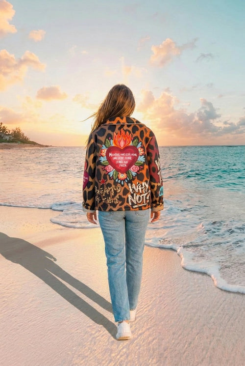 Jacke Leopardenmuster Oversized – TraumStück Sylt – Braun, Rückansicht