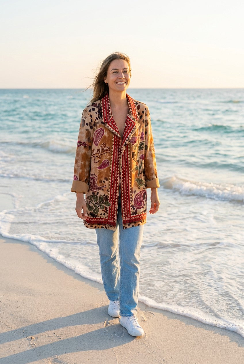 Blazer Leopard-Paisley Oversized – TraumStück Sylt – Braun, Vorderansicht