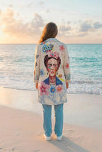 Blazer Pop-Art Frida Kahlo Beige – TraumStück Sylt – Beige, Rückansicht