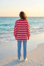 Sweatshirt Streifen Oversized – TraumStück Sylt – Rot, Rückansicht