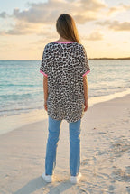 Oversized-Shirt Leopard Weiß Neon-Pink – TraumStück Sylt – Weiß, Rückansicht