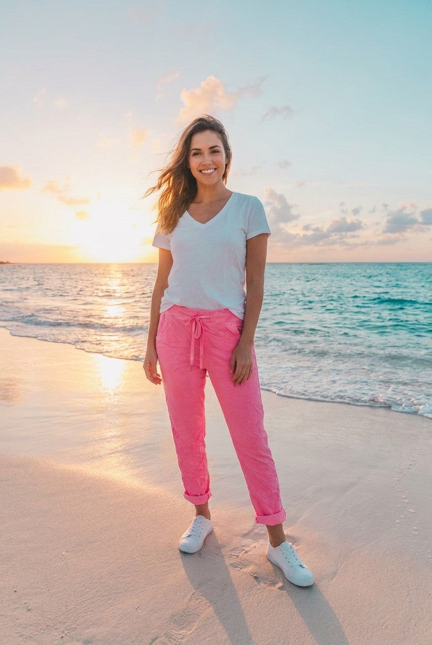 Jogger-Hose mit Pailletten-Stern – TraumStück Sylt – Pink, Vorderansicht