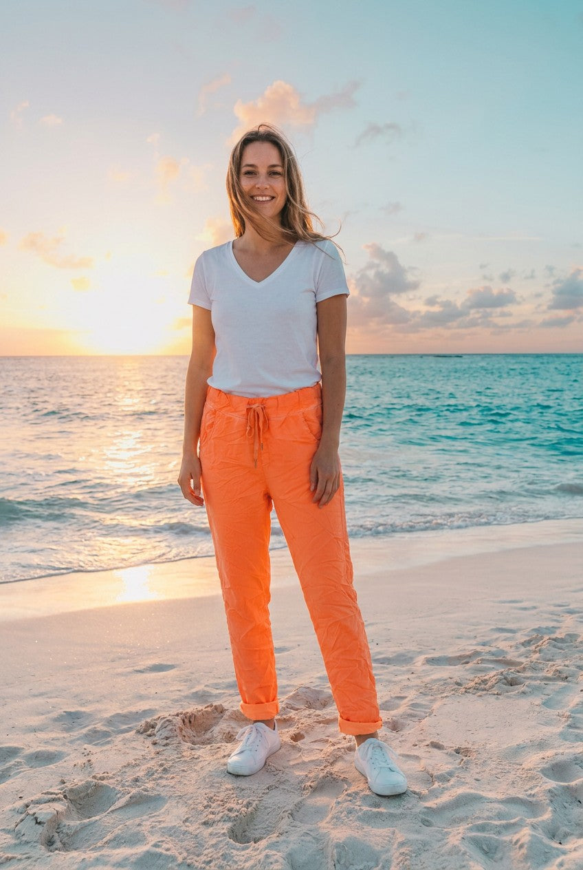 Jogger-Hose mit Pailletten-Stern – TraumStück Sylt – Orange, Vorderansicht