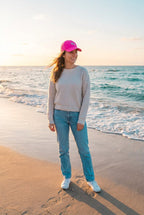 Basecap NY-Logo Stickerei – TraumStück Sylt – Pink, Vorderansicht