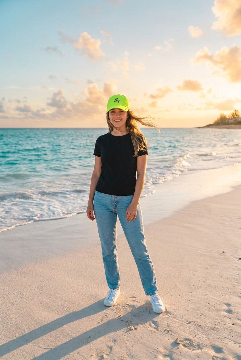 Basecap NY-Logo Stickerei – TraumStück Sylt – Gelb, Vorderansicht