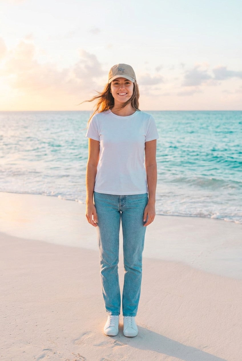 Basecap NY-Logo Stickerei – TraumStück Sylt – Braun, Vorderansicht