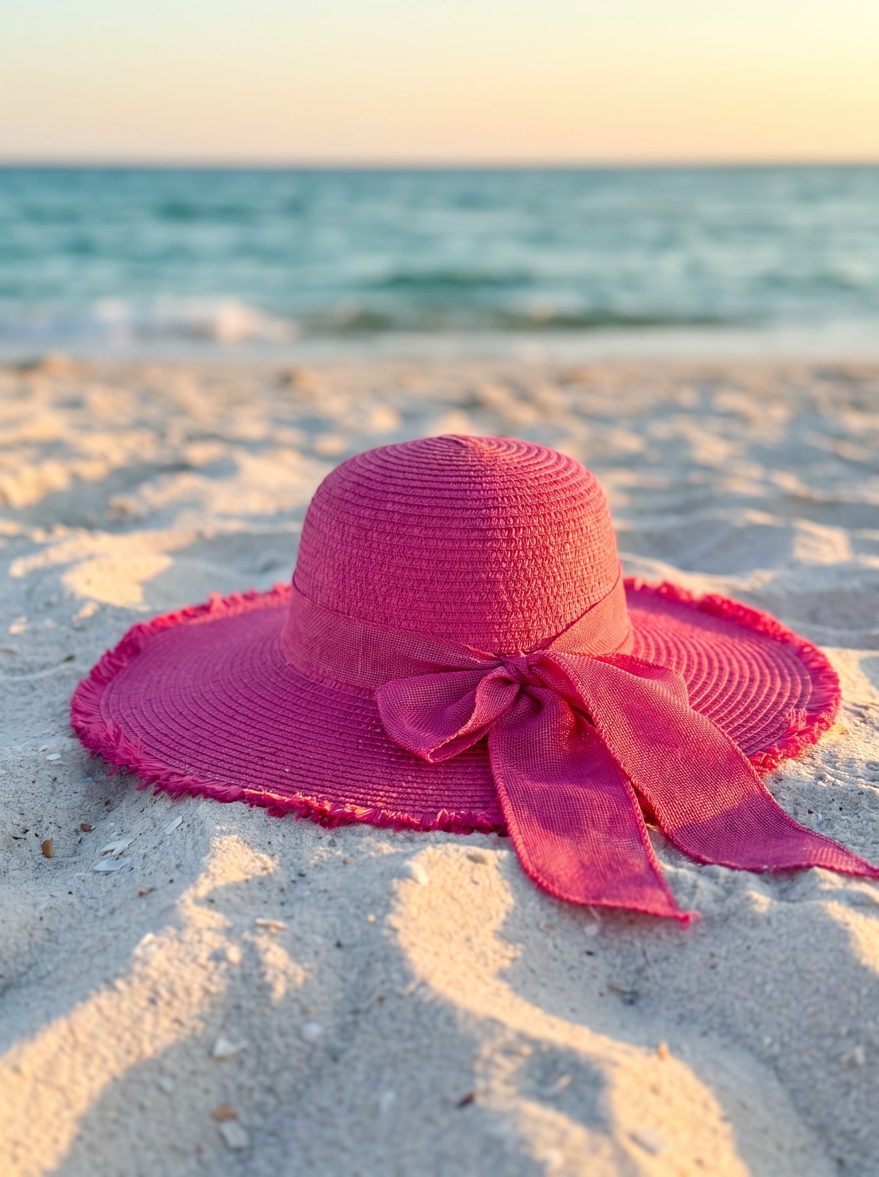 Sonnenhut Stroh breite Krempe – TraumStück Sylt – Pink, Vorderansicht