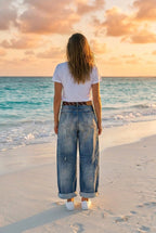 Jeans Wide-Leg Highwaist Denim – TraumStück Sylt – Blau, Rückansicht