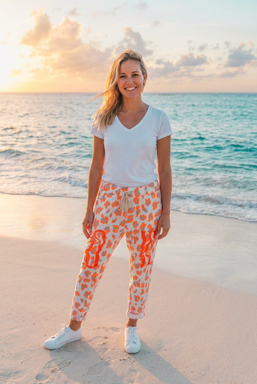 Jogginghose Leopard Orange – TraumStück Sylt – Orange, Vorderansicht