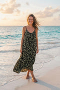 Maxikleid Leopard Oliv mit Volant – TraumStück Sylt – Oliv, Vorderansicht