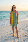 Hemdblusenkleid Streifen Fächermotiv – TraumStück Sylt – Grün, Vorderansicht