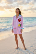 Hemdkleid Rosa Streifen Pailletten – TraumStück Sylt – Rosa, Vorderansicht