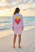 Hemdkleid Rosa Streifen Pailletten – TraumStück Sylt – Rosa, Rückansicht