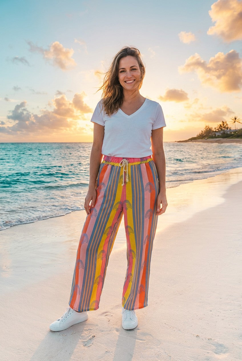 Culotte Streifen Fächer-Print – TraumStück Sylt – Blau, Vorderansicht