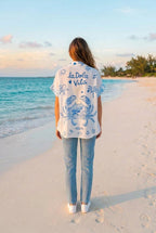 Oversized-Hemd Streifen-Print – TraumStück Sylt – Blau, Rückansicht