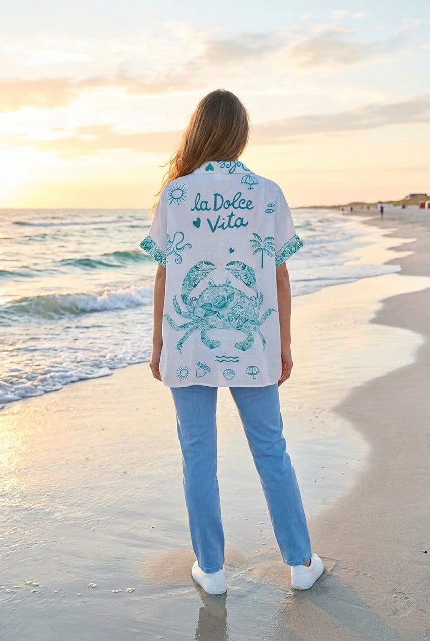Oversized-Hemd Streifen-Print – TraumStück Sylt – Mint, Rückansicht