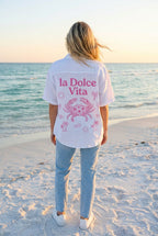 Oversized-Hemd Streifen-Print – TraumStück Sylt – Rosa, Rückansicht
