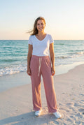 Jogger-Hose mit Ripp-Struktur – Rosa, Vorderansicht