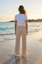 Jogger-Hose mit Ripp-Struktur – Beige, Rückansicht