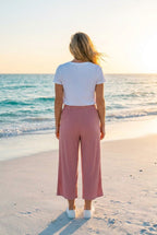 Jogger-Hose mit Rippstruktur – Rosa, Rückansicht