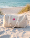 Zwillingsherz Reisetasche Sherpa Herz-Patch – TraumStück Sylt – Beige, Vorderansicht