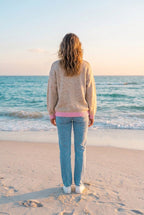 Zwillingsherz Strickpullover Oversized – TraumStück Sylt – Beige, Rückansicht