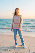 Zwillingsherz Strickpullover Oversized – TraumStück Sylt – Beige, Vorderansicht