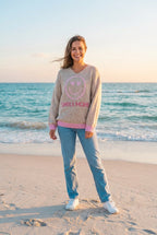 Zwillingsherz Strickpullover Oversized – TraumStück Sylt – Beige, Vorderansicht