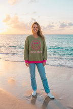 Zwillingsherz Strickpullover Oversized – TraumStück Sylt – Grün, Vorderansicht