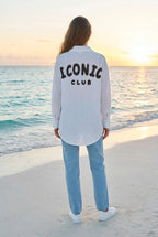Hemd Oversized mit Print – TraumStück Sylt – Weiß, Rückansicht