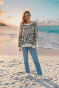 Oversized-Pullover Leomuster – TraumStück Sylt – Braun, Vorderansicht
