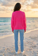 Oversized Flauschstrick-Pullover – TraumStück Sylt – Neonpink, Rückansicht