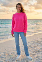 Oversized Flauschstrick-Pullover – TraumStück Sylt – Neonpink, Vorderansicht