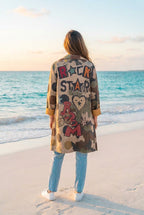 Mantel Camouflage-Print, limitiertes Unikat – TraumStück Sylt – Braun, Rückansicht